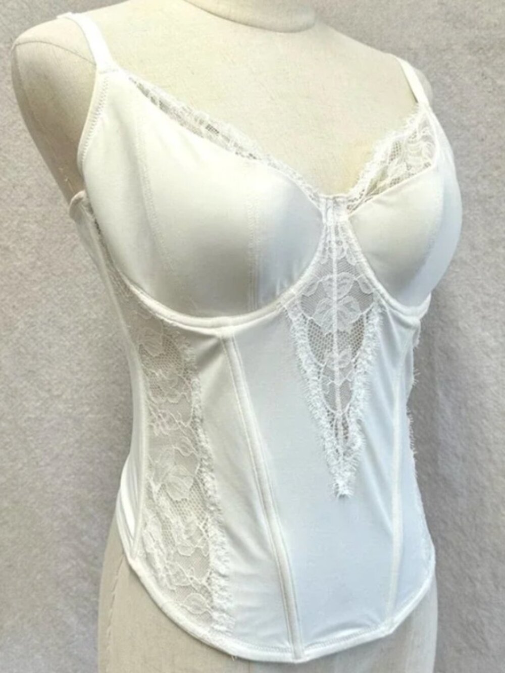 Modern Movement White Lace Detail Longline Bustier